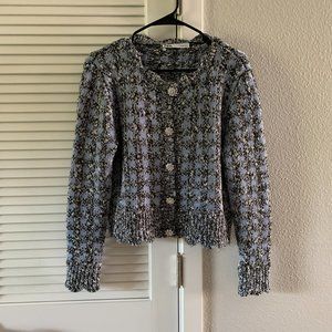 BLOGGER FAV ZARA Women Sweater Cardigan 2488/155, Blue & Black, Size M